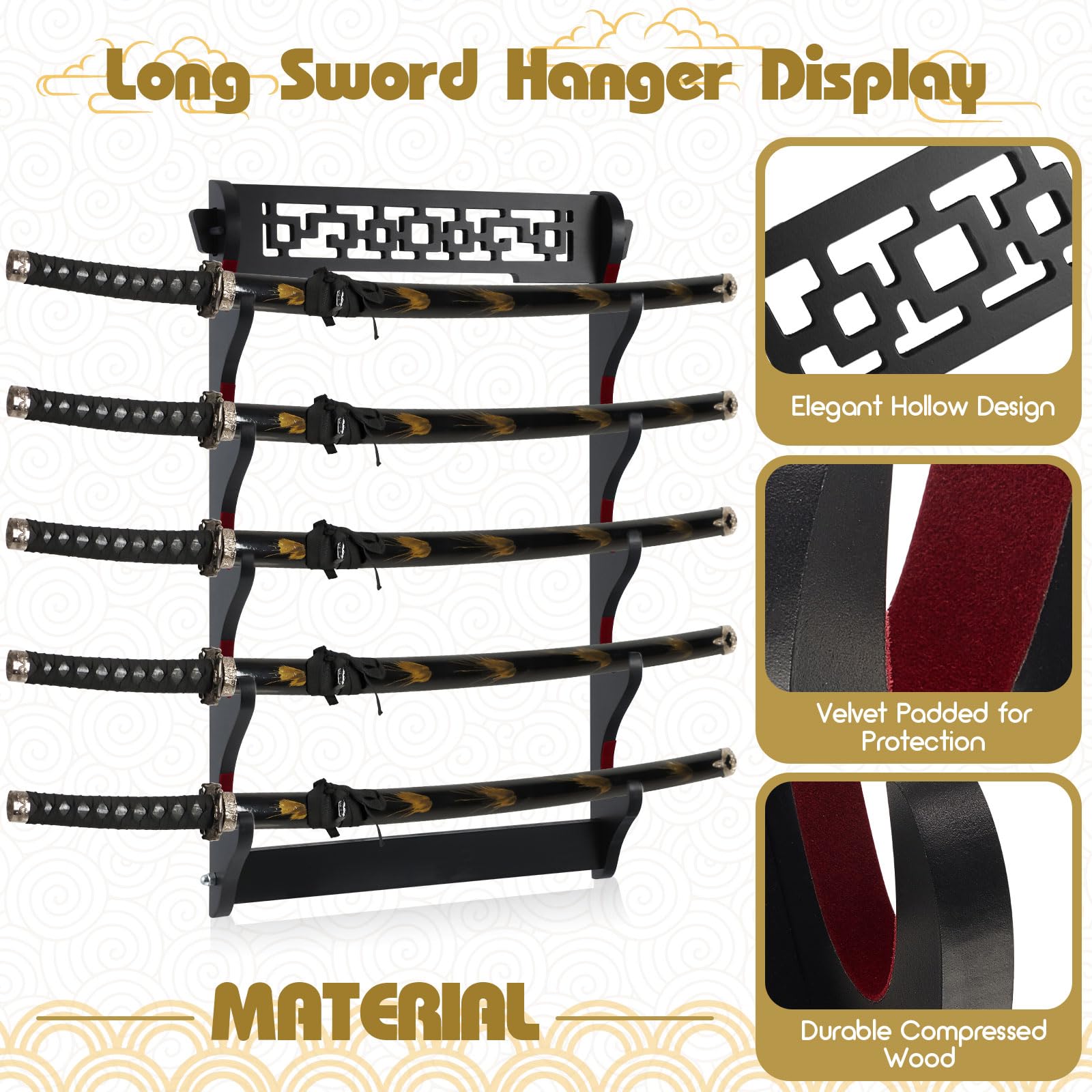 Katana Rack Snapklik.com : Barydat Katana Mount Sword Holder Stand Wall Mount ...
