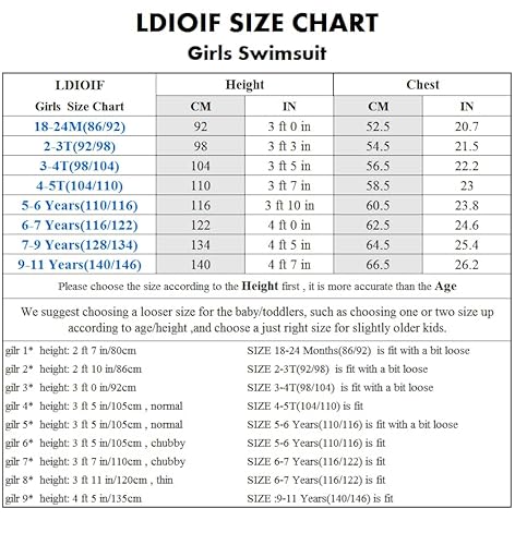 LDIOIF Maiô de manga comprida para meninas, peça única, Rash Guard com babados, Rosa escuro, 6-7 Ano