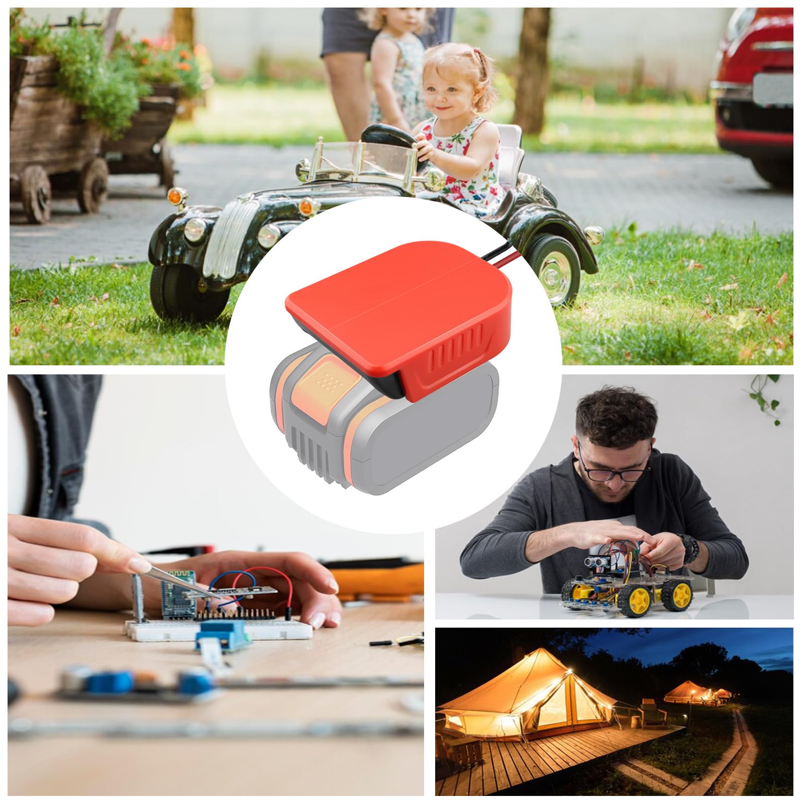 TPDL 2 adattatori Power Wheel per Worx 20 V PowerShare batteria r, adattatore batteria con cavo da 14 AWG, 3 fusibili, interruttore per fai da te, giocattoli RC, ride on Truck