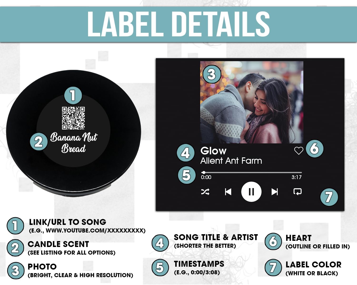 4oz/10oz Personalized Custom Song Photo Candle | Couples Music Gift - Image 4