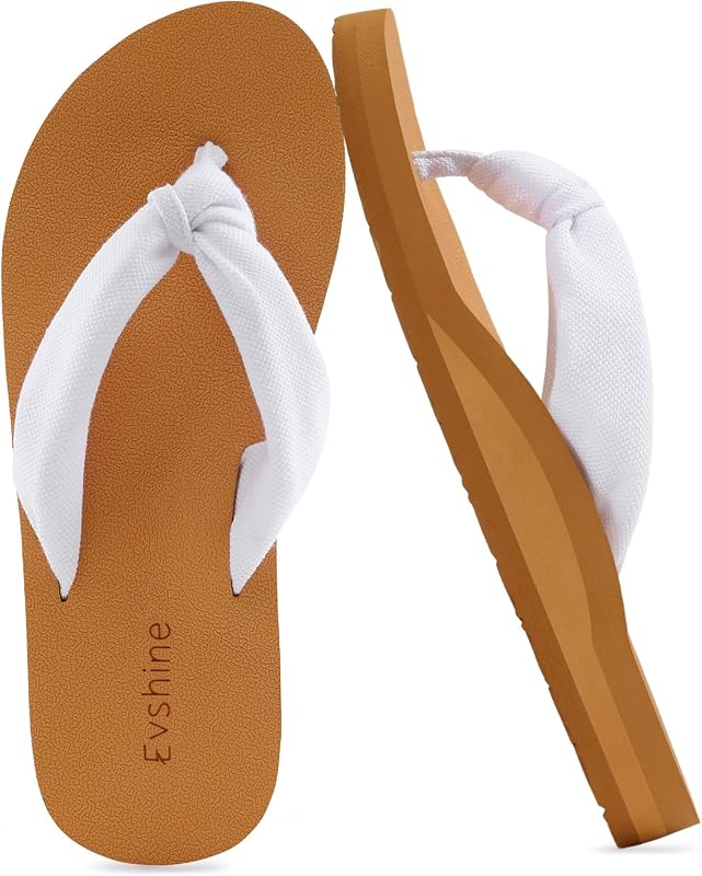 Chanclas para mujer Evshine, sandalias tipo tanga para esterilla de yoga | Correas de punto suaves, soporte moderado para el arco, sandalias ligeras de verano para el hogar, playa, pileta, viajes