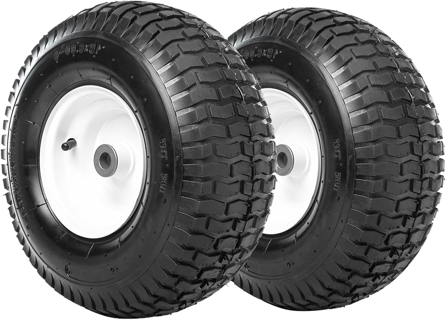 Taifa 15x6.00-6 Rubber Pneumatic Tires and Air Wheels, 2 PCS Replacement with 3/4" Bearings, Inflated Wheel for Garden Carts,Pressure Washers, Wheelbarrows,Lawn Mower,Hand Trucks etc.