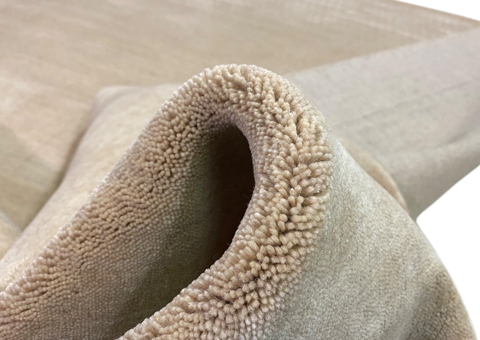 Gabbeh Tapis beige 100 % laine unie tissé à la main G84