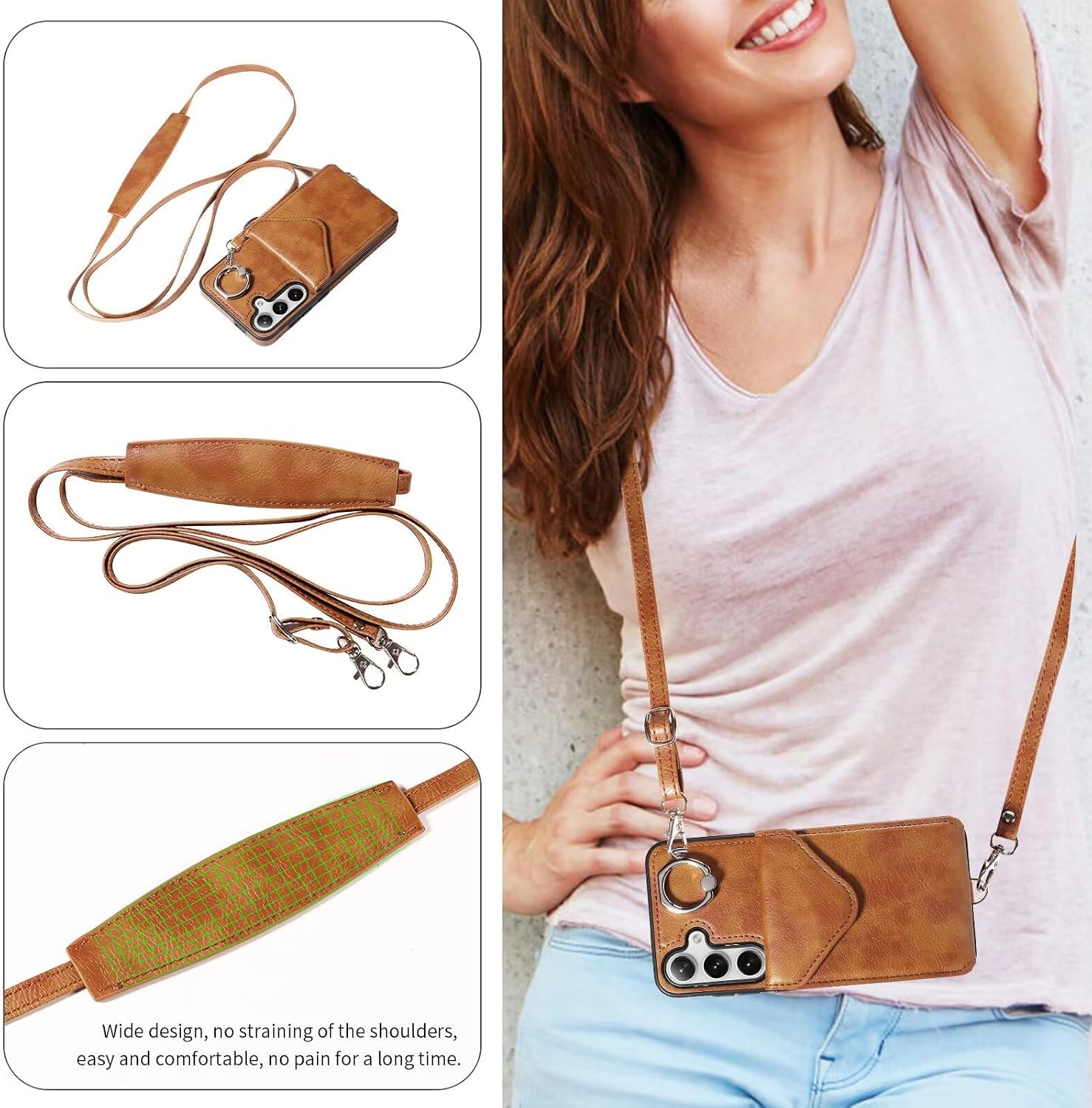 Compatible with Samsung Galaxy S24 Plus/S25 Plus Wallet Case, PU Leather with 5 Card Slots Durable Ring Holder Phone Case with Strap, Ejector Pin & SIM Card Storage, Protective Shockproof Phone Cover