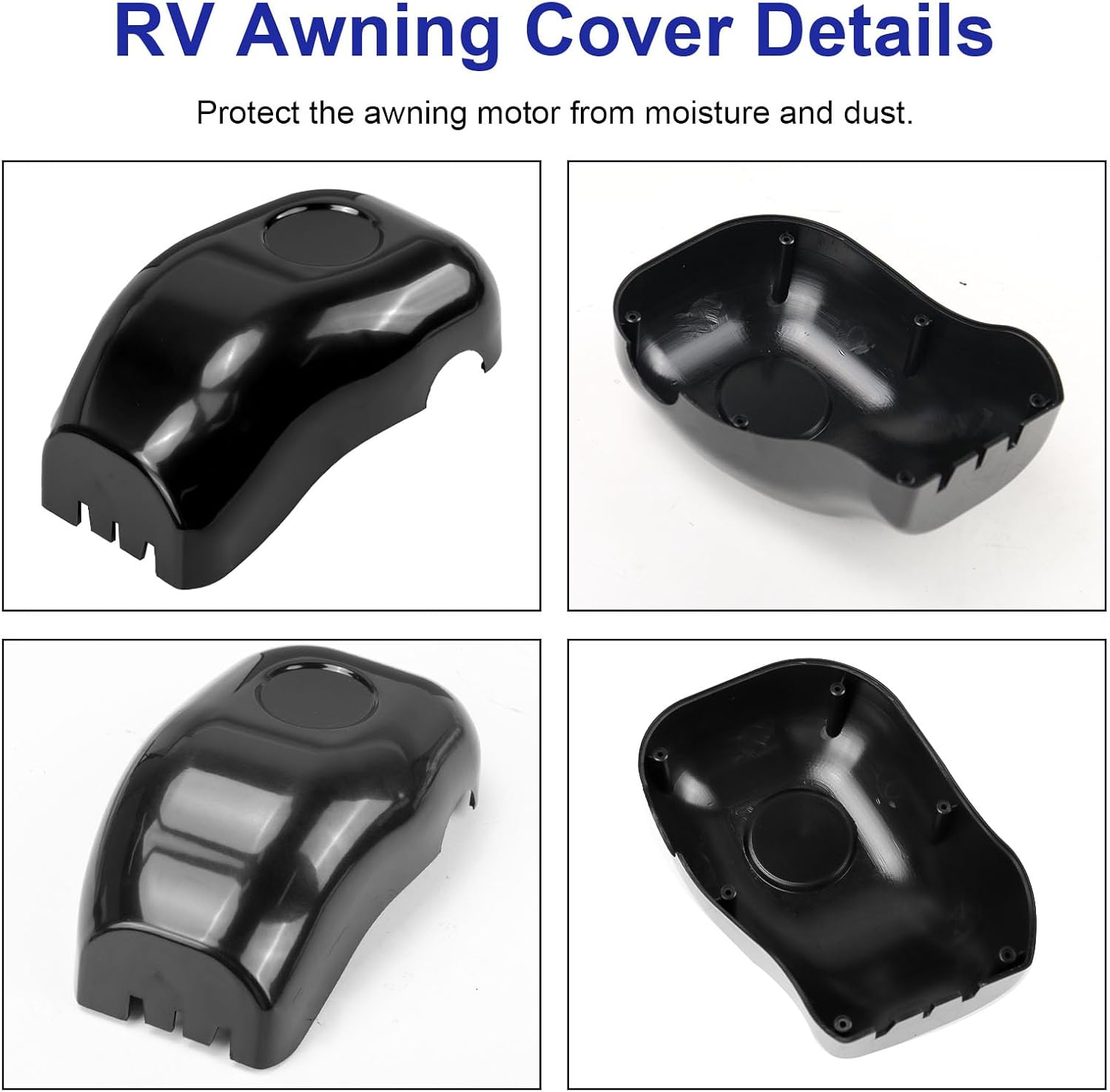 RV Awning End Cap Replacement Solera 289566, RV Awning Plain Idler Head Front Cover Fit for Short, Flat and Pitched Assemblies, Power or Manual Awnings on Travel Trailer, 5th Wheel (Left, Black)