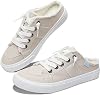 Obtaom Women Canvas Mules Memory Foam Clipper Fashion Sneakers Comfortable Slip-On Mule Backless Holiday Shoes