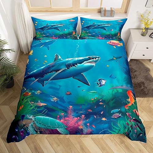 Miniatura 31 de Juego de funda de edredón de olas oceánicas, tamaño Queen, brújula retro faro, velero, juego de ropa de cama náutica para mujeres, hombres y niños,