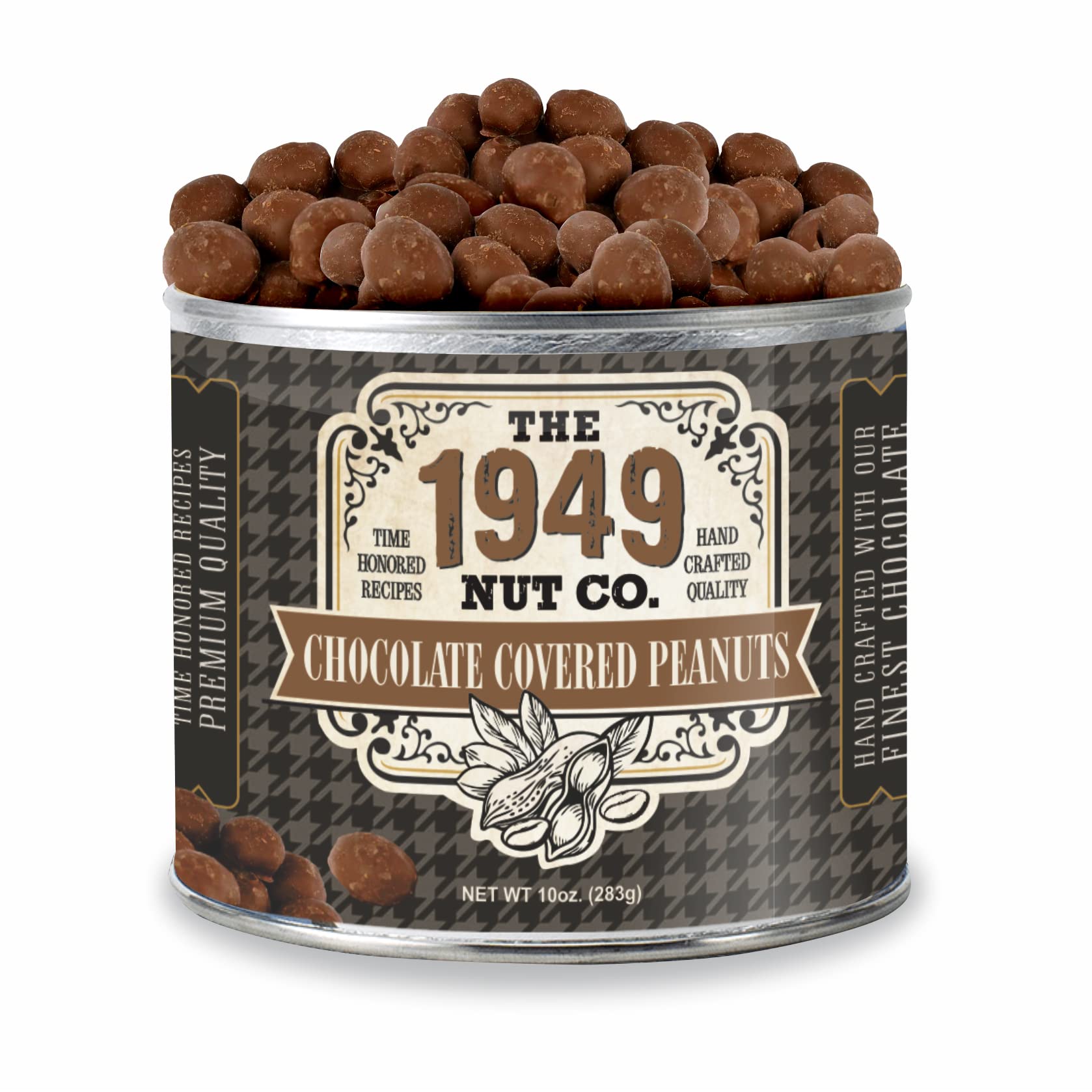 The 1949 Nut Co. Chocolate Covered Virginia Style Peanuts | Oil Roasted Fried with a Unique Crispy Crunch | Extra-Large, Hand-Cooked in the USA with an Old Family Recipe, 10 oz.