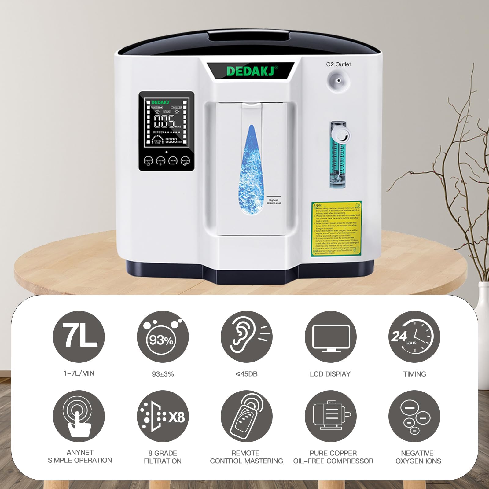 【新品・未使用】DEDAKJ 酸素濃縮器 DE-1A 1-7L/min DEDAKJ Oxygen Machine, 1-7l / Min Oxygen Machine, Accumulated Time