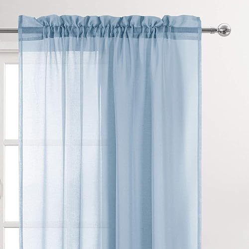 Miniatura 2 de DWCN Cortinas traslúcidas de gasa semitransparentes con bolsillo para barra de cortina para dormitorio y sala de estar, 42 x 84 pulgadas de largo,
