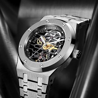 FEICE Automatikuhr Herren Skeleton Uhr Handgelenk Mechanische Uhren 42mm