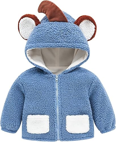 Chaqueta con capucha de vellón para bebé niño con capucha de dibujos animados con cremallera completa ropa de invierno para niños
