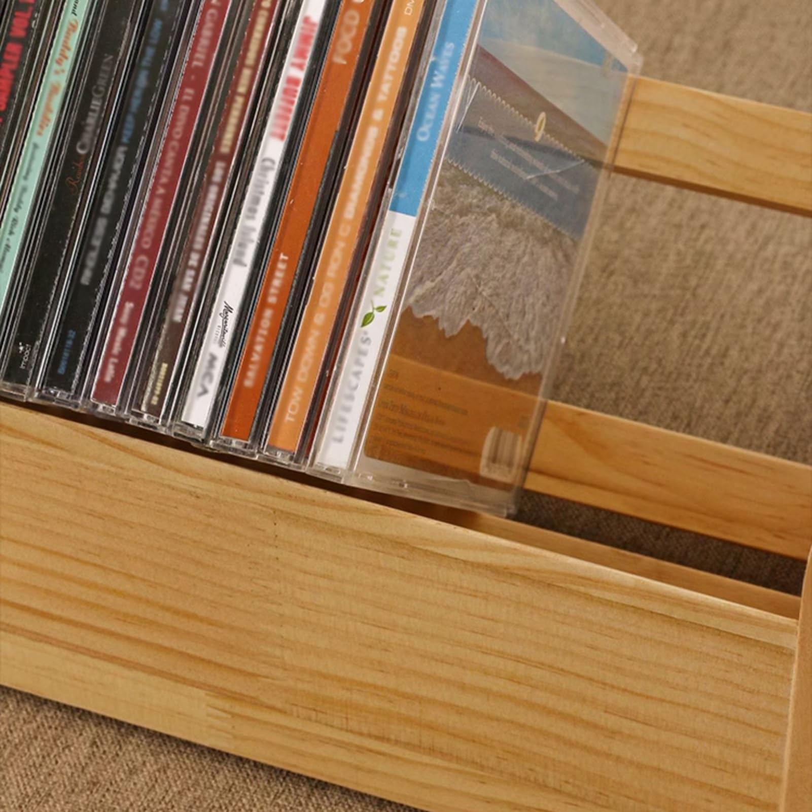 Supporto per CD in pino naturale, 43,4 x 19,1 x 17 cm, per DVD e dischi di gioco, per gioielli, nessun montaggio richiesto, ideale per collezioni musicali e film