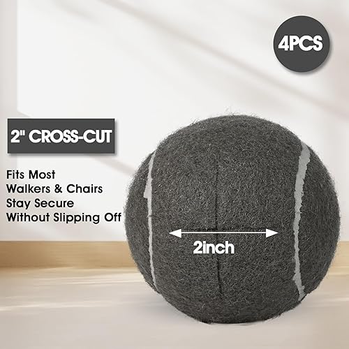 Miniatura 4 de LITIAN Paquete de 4 pelotas de tenis precortadas para caminantes, pelotas antideslizantes resistentes con almohadillas de fieltro para caminantes y