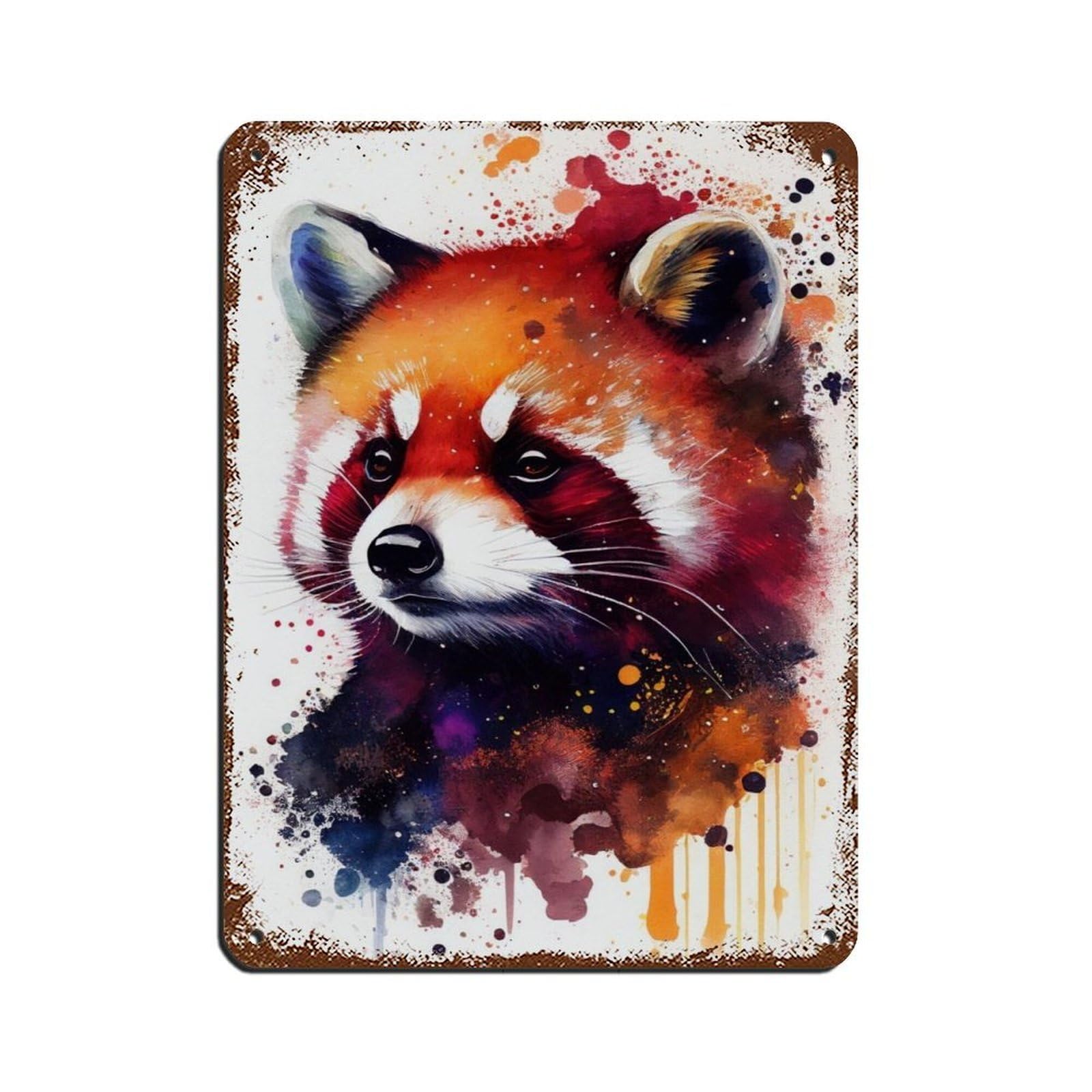 Watercolour Portrait Red Panda Poster（2） Retro Poster Metal Tin Sign Chic Art Retro Iron Painting Bar People Cave Cafe Family Garage Poster Wall Decoration 12x16inch(30x40cm)