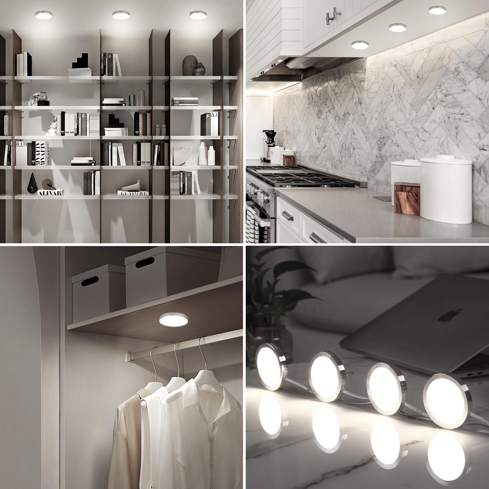 Lightess Luz del Gabinete LED Luz de Bajo Armario Iluminación para Vitrina para Cocina Estante Muebles Taquillas Enfriador de Vino (8 luces, Blanco frío)