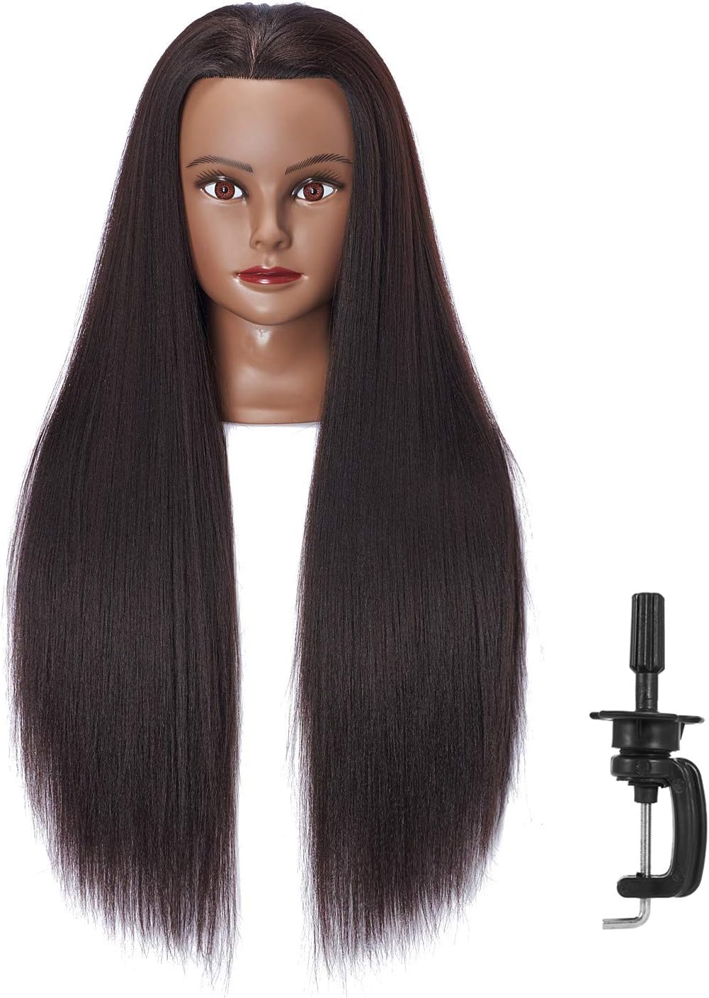 26-28'' Mannequin Head Yaki Synthetic Fiber Hair Styling Training Head Dolls for Cosmetology Manikin Maniquins Practice Head with Stand (6611BY0220)