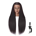 Hairlink 26-28\'\' Mannequin Head Yaki Synthetic Fiber Hair Styling Training Head Dolls for Cosmetology Manikin Maniquins Practice Head with Stand (9926LB0220)