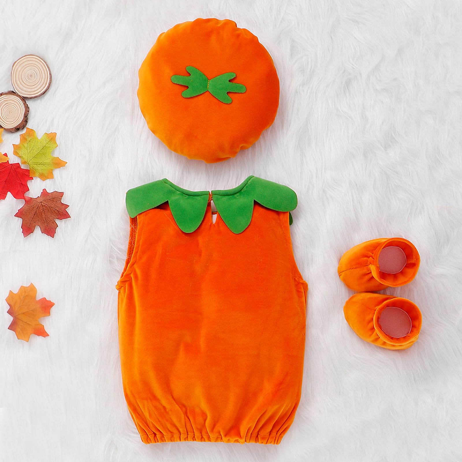 CocMouse Newborn Toddler Baby Girl Boy Halloween Pumpkin Costumes Long Sleeve Crew Neck Tops+Hat Set Cosplay Clothes (B-Orange - Image 4