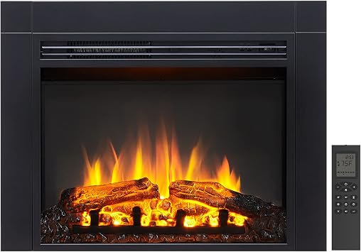 LegendFlame Jaden 28" W x 22" H EF321 Electric Fireplace Insert with Front Trim Kit, Fire Crackling Sound, 750W/1500W Heater, Remote Control