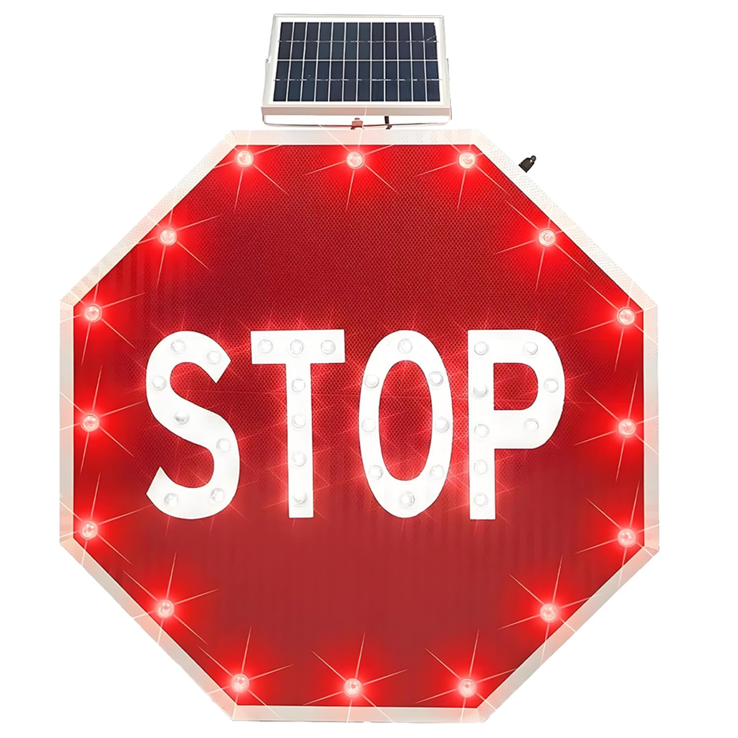 Señales de tráfico LED Intermitentes de 24"/30", señal de tráfico Octagonal de Aluminio, película Reflectante de Grado Industrial, para señales de tráfico iluminadas con luz LED. 30IN-1