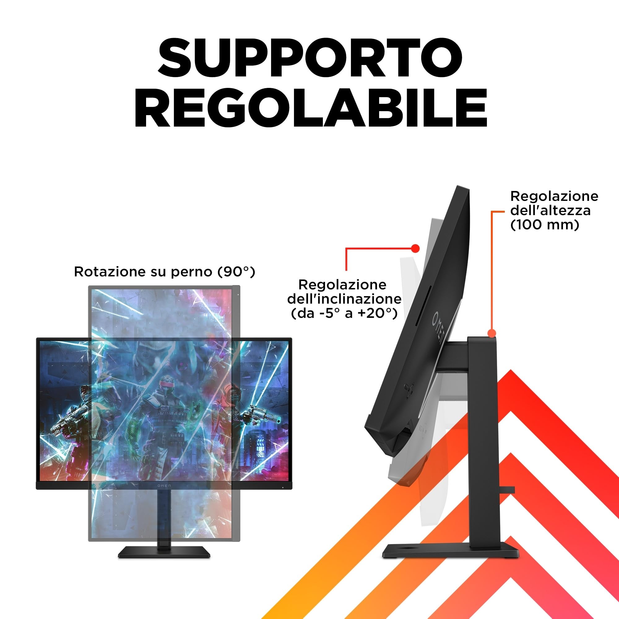 HP - Gaming OMEN 27s Monitor da 27 Pollici, Pannello IPS da 16:9 FHD da 240 Hz, 1 ms, Display HDR 400, Antiriflesso, 400 Nits, AMD FreeSync, NVIDIA G-SYNC, VESA 100x100 mm, HDMI 2.0, USB-A e B, Nero