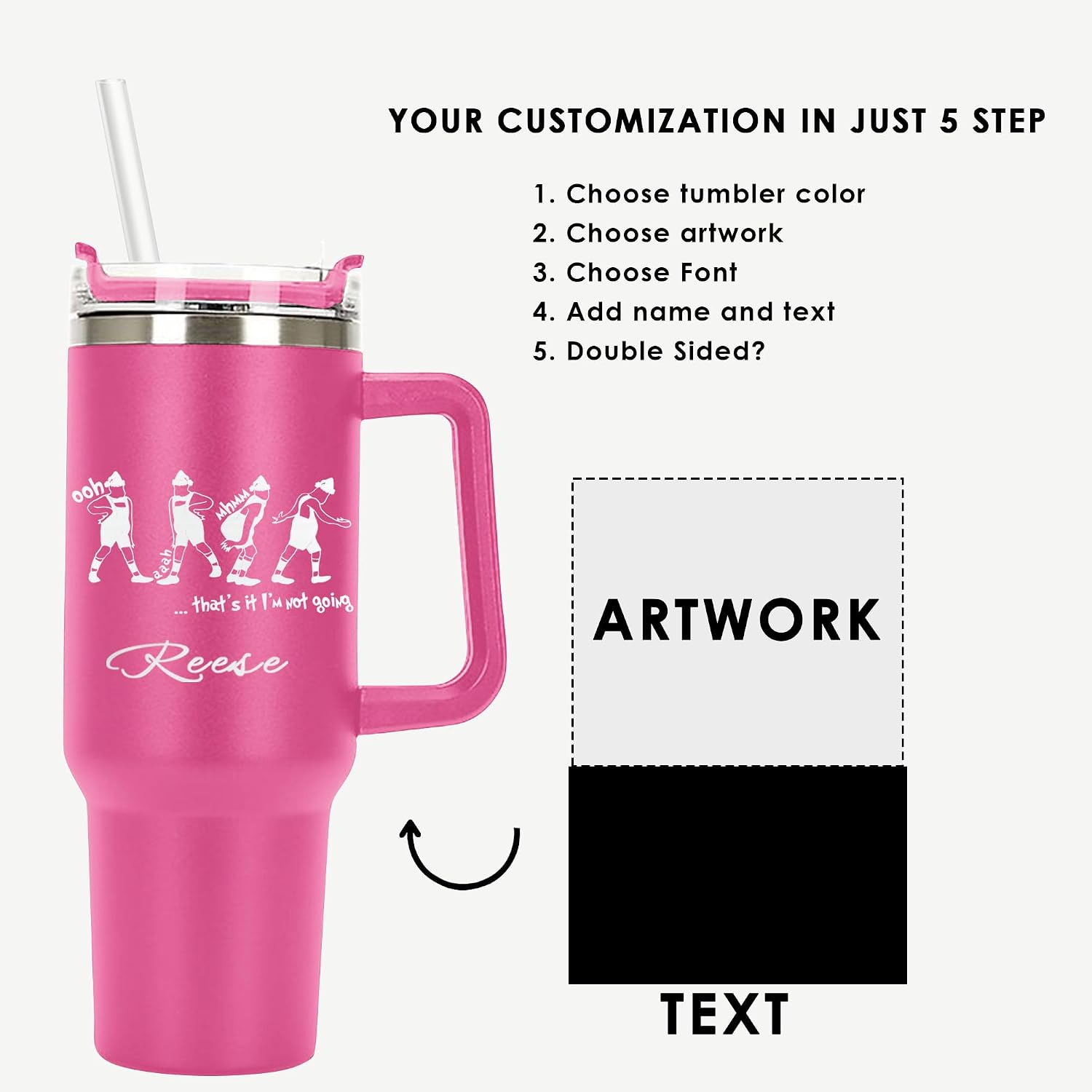 Christmas Funny Gifts Personalized Laser Engraved 40 oz Tumbler with handle flip straw,Leak Proof Vacuum Insulated Cup Water Bottle Fit in Cup holder,Xmas Insulated Stainless Steel Travel Mug