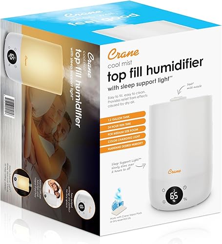 Miniatura 9 de Humidificador de llenado superior de 1.2 galones con pantalla digital y luz de apoyo para dormir