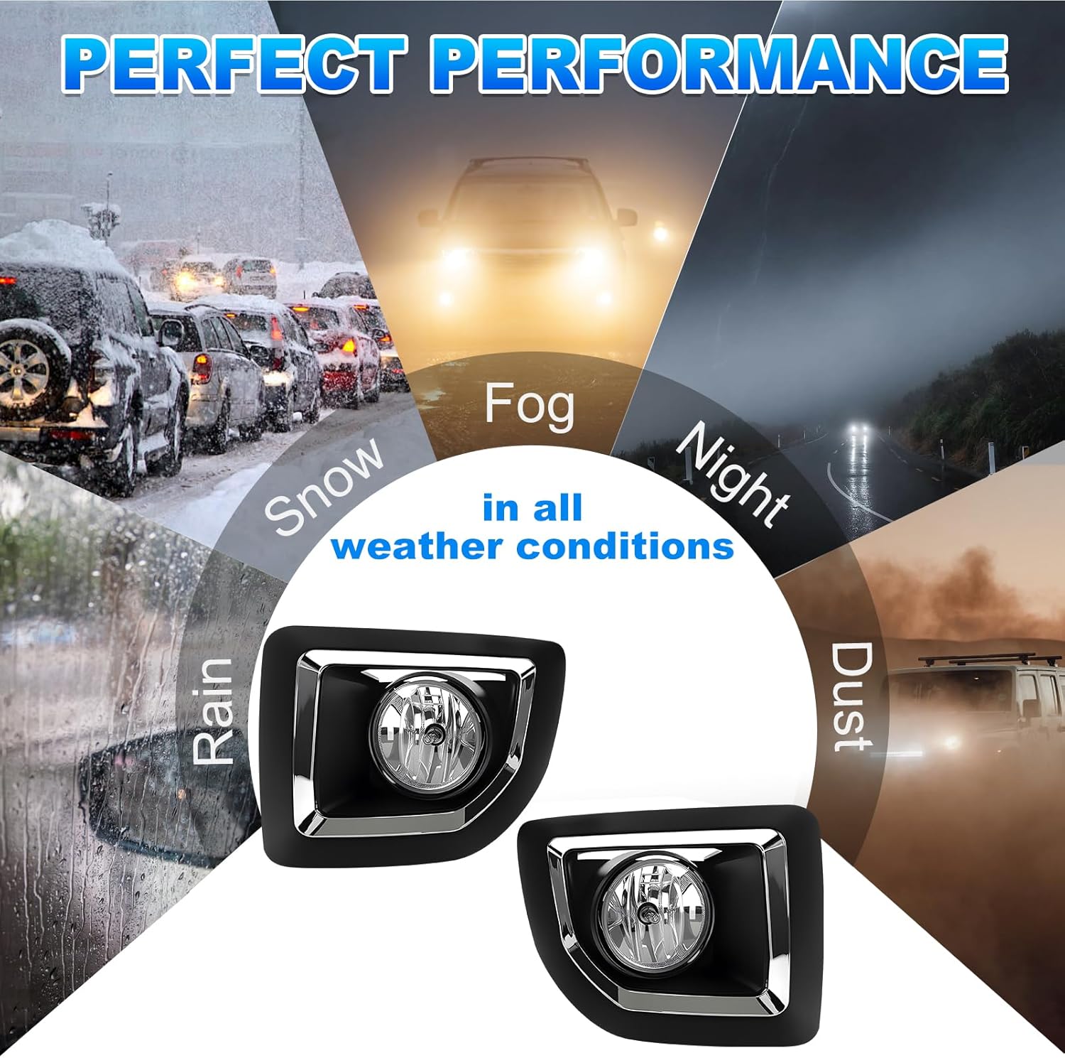 Fog Lights Fit for 2015 2016 2017 2018 2019 GMC Sierra 2500HD / 3500HD Included Wiring Kits and Switch (Clear Lens)