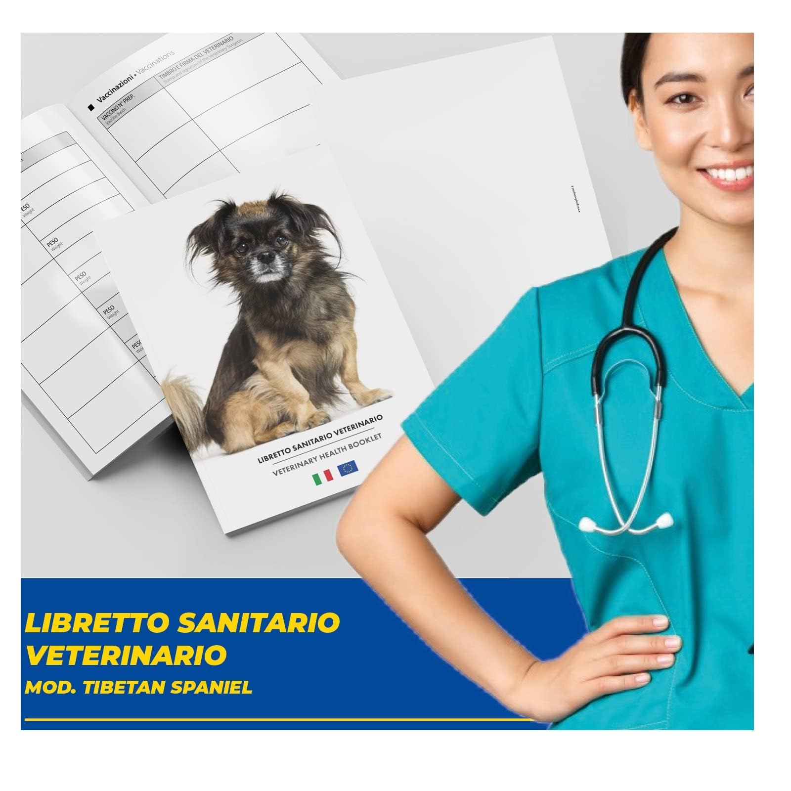 LIBRETTO SANITARIO VETERINARIO 15X21 CM - Tibetian Spanel - ideale per i nostri amici a 4 zampe (50)