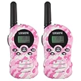 Walkie Talkies for Kids 22 Channels 2 Way Radio Walkie-Talkie Toy with Backlit LCD, 3 KMs Range for 3-12 Year Old Boys Girls Camping Hiking Outdoor Adventure Games (1 Pair, Pink Camo)