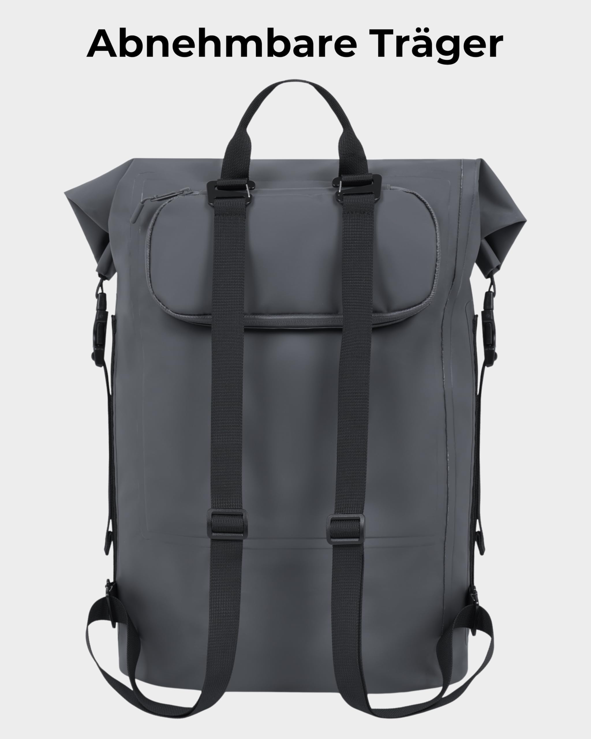 Johnny Urban Dry Bag Fahrradtaschen für Gepäckträger Grau - Myles Bike - wasserdichte Tasche für Fahrrad - 3 in 1 Drybag, Rucksack und Gepäckträgertasche - 34L