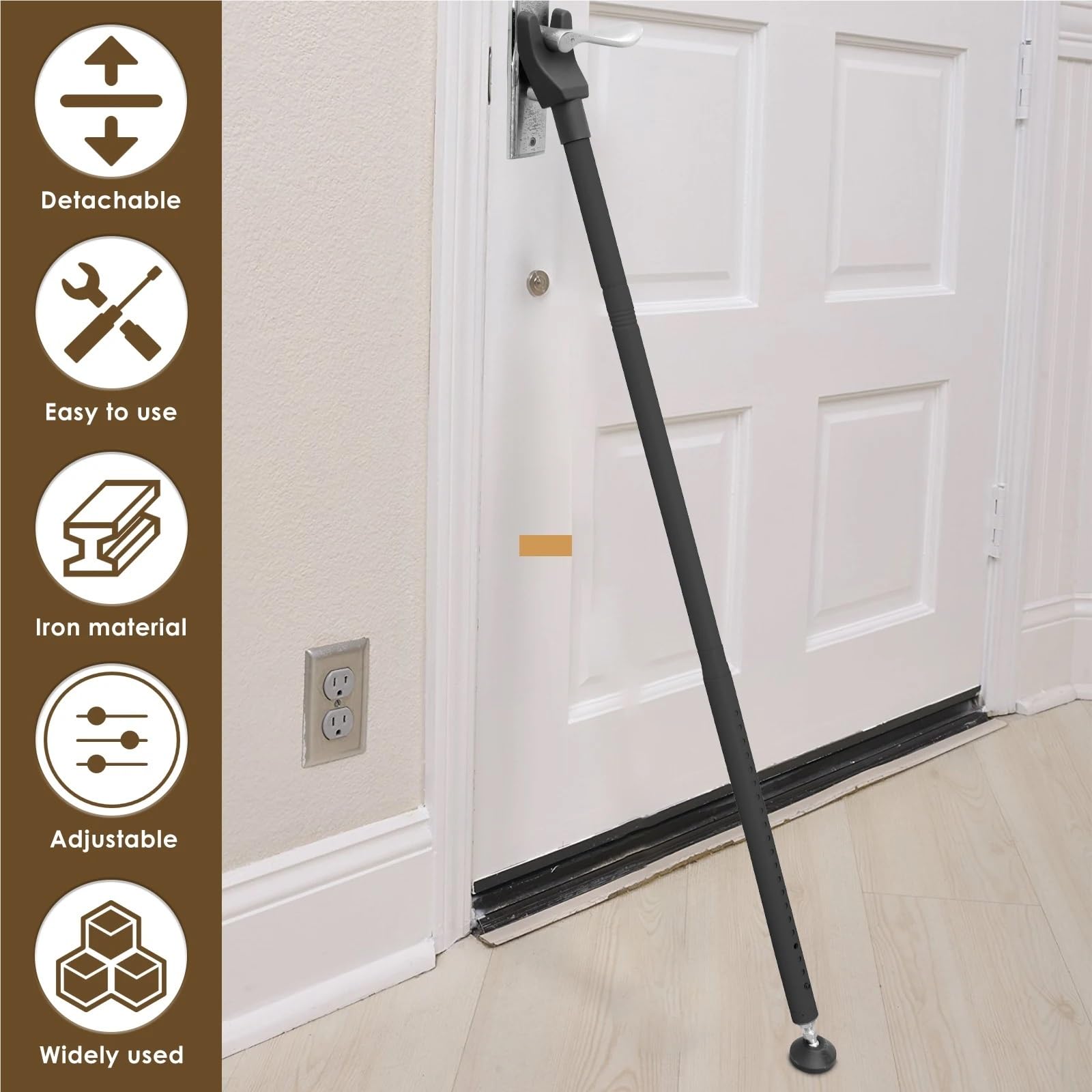 Barra de seguridad puertas ajustable 44-55 pulgadas Tope puerta for el hogar Seguridad 3 en 1 Bloqueador para Correderas(White)