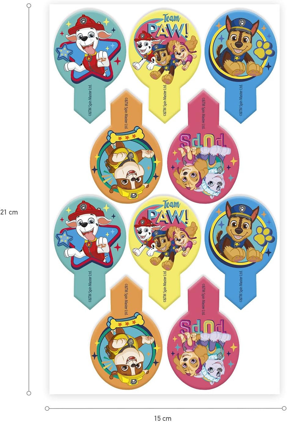 Dekora - Dekora Pin Edible Decoration for Cakes Cupcakes or Children's Birthday Cakes - 10 Paw Patrol Edible Wafers - Size 6.5x4 cm - Image 3