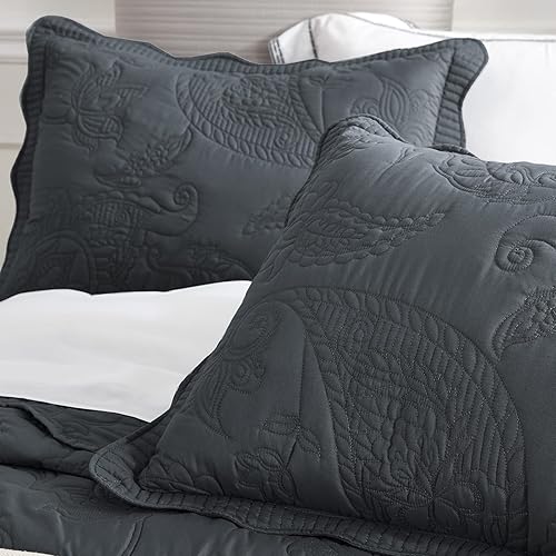 Miniatura 8 de HZ & HY Colcha extragrande King de 138 x 122 pulgadas, extra ancha, juego de ropa de cama acolchado, edredón ligero y delgado, reversible, lujoso, 5