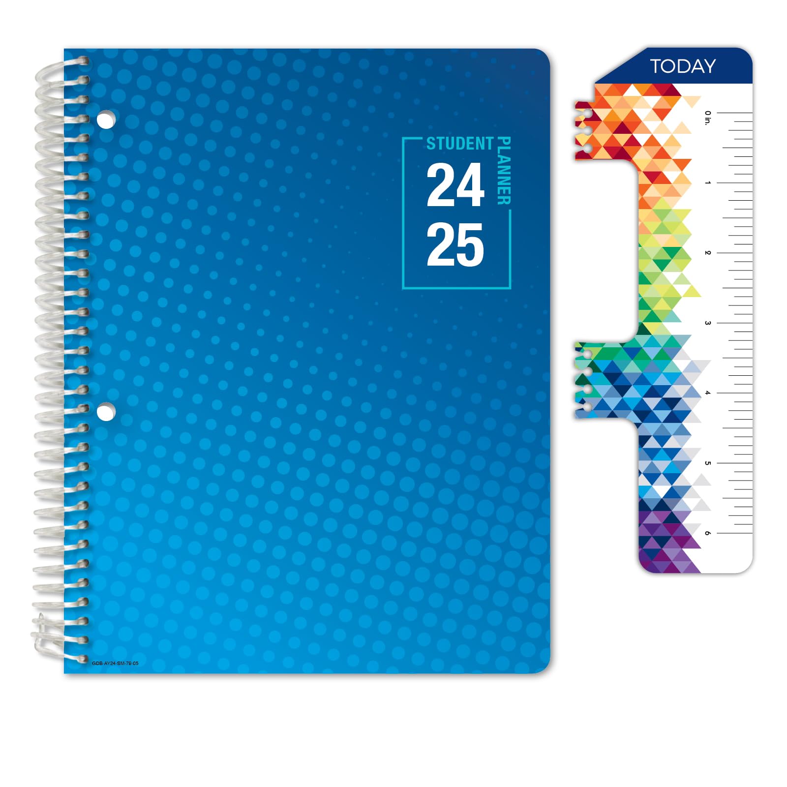 Global Datebooks Dated Middle School or High School Student Planner for Academic Year 2024-2025 includes Ruler/Bookmark and Planning Stickers (Matrix Style - 7"x9" - Halftone Blue)