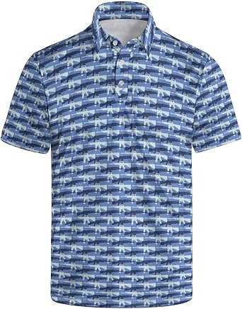 Golf Shirt Mens Polo Shirts Short Sleeve Funny Golf Shirt for Men Hawaiian Golf Polo Shirts