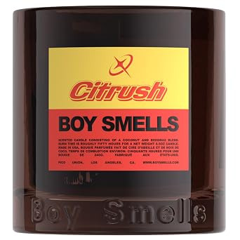 Boy Smells Citrush Candle Bright Citrus Aroma Warm Musk Finish Pomelo Oil Clean Burning Scented Candle Long-Lasting Fragrance Throw Vegan Soy Wax Blend 8.5oz Glass Jar