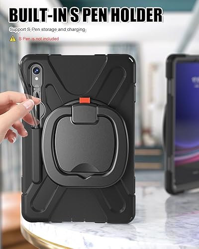 Miniatura 7 de BRAECN Funda para Galaxy Tab S9 FE de 10.9 pulgadasS9 de 11 pulgadas 2023 SM-X510X710, resistente a prueba de golpes, funda de silicona resistente