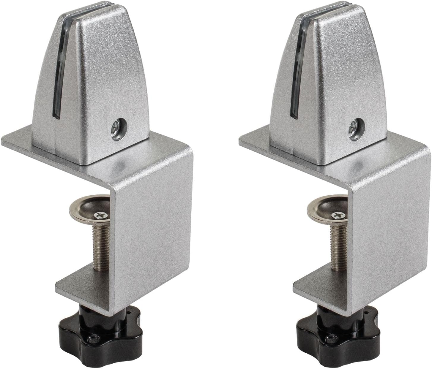 Aluminum Adjustable Mount Desk Partition Clamp for 1/8" to 1" Thick Acrylic Panels and Desk Partitions (Pack of 2)