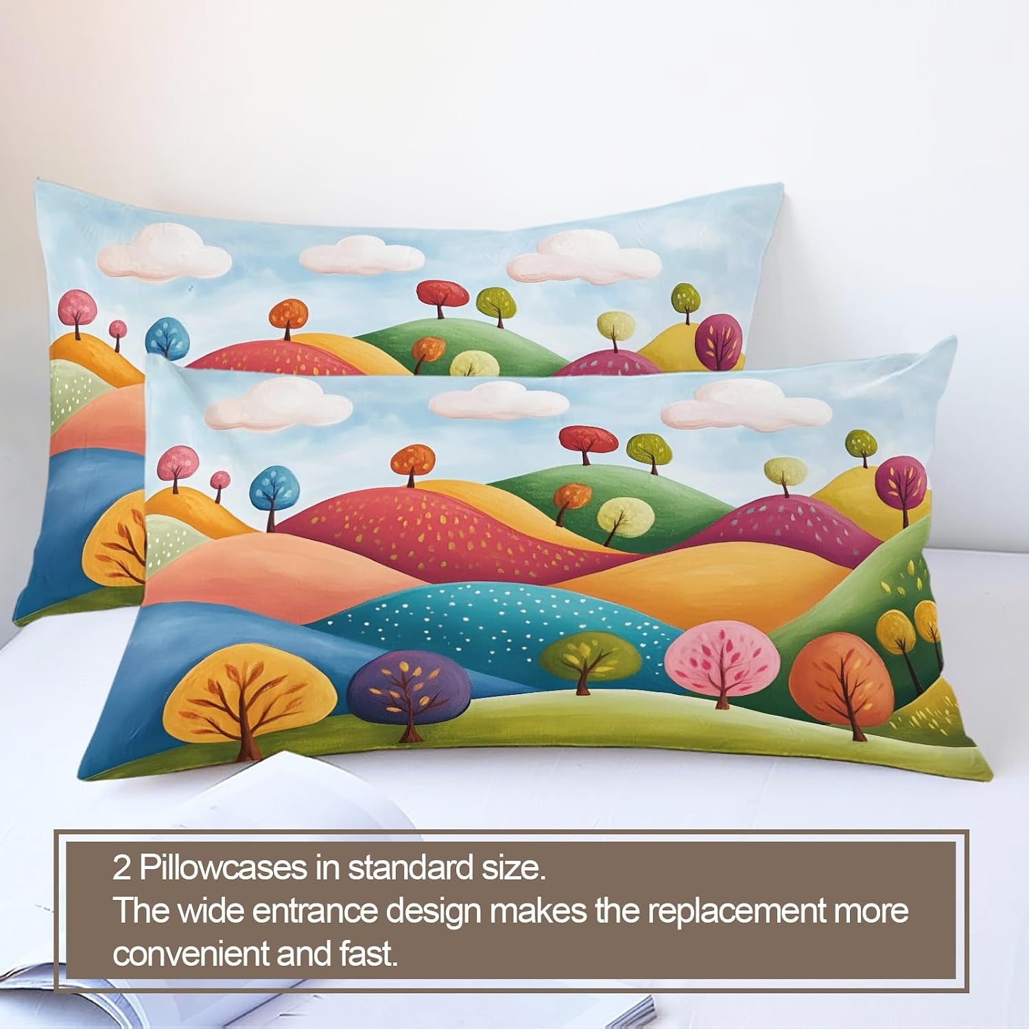 Cartoon Duvet Cover Full Size, Kids Bedding, Colorful Comforter Cover Set Microfiber 3pcs Washed Comfy Breathable with 2 Pillow Shams & Zipper Closure, 80"X90"