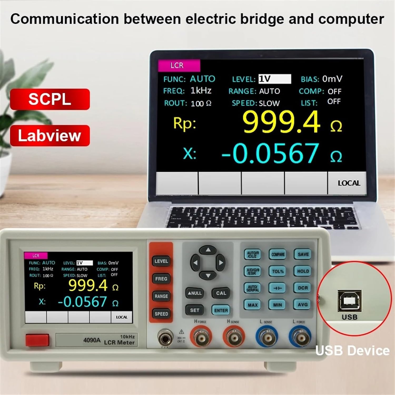 Electric Bridge Resistance Impedance Capacitance Inductance Measure Instrument Desktop Digital LCR Meter for Electrical Testing(4090C)