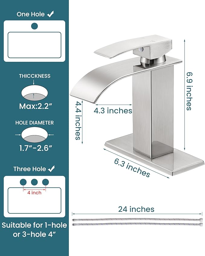 Grifería Lavamanos Monocomando 1 Hueco Acabado Cepillado miniatura 3