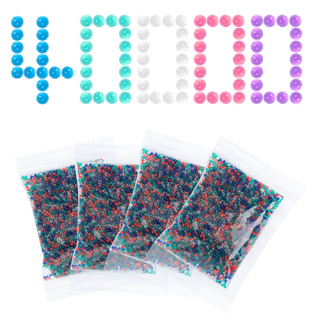 Gel Beads Refill Ammo (4 Pack- 10,000 Per Pack) - Works for Gel Ball Blasters – Non-Toxic, No Stain, Water Based Gel Balls Bullet