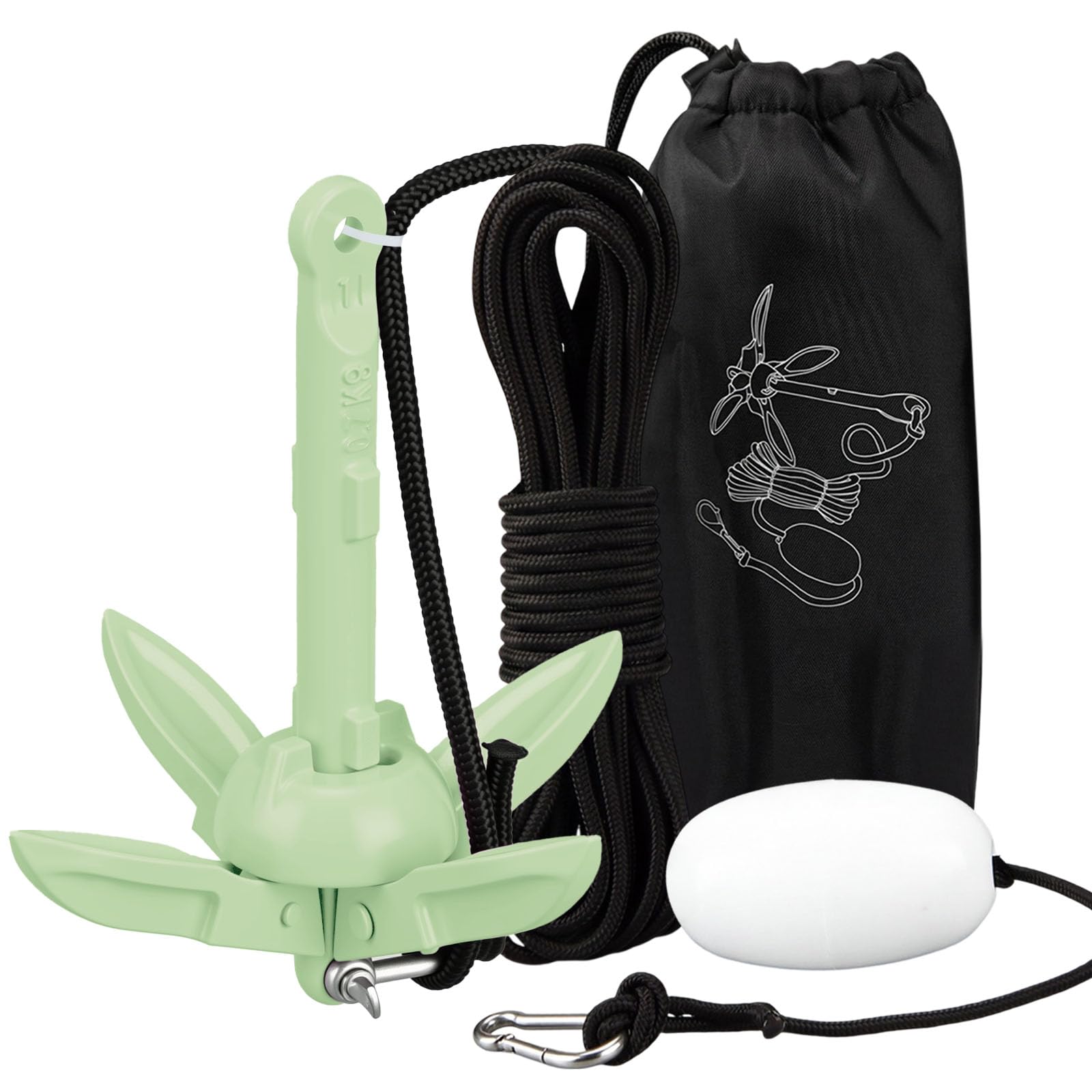 MorningRo Folding Grapnel Anchor Kit, Kayak 40ft Rope