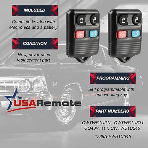 Miniatura 3 de Llavero remoto de entrada sin llave para automóvil compatible con Ford Lincoln Mercury Mazda con llave de encendido CWTWB1U331 GQ43VT11T CWTWB1U345
