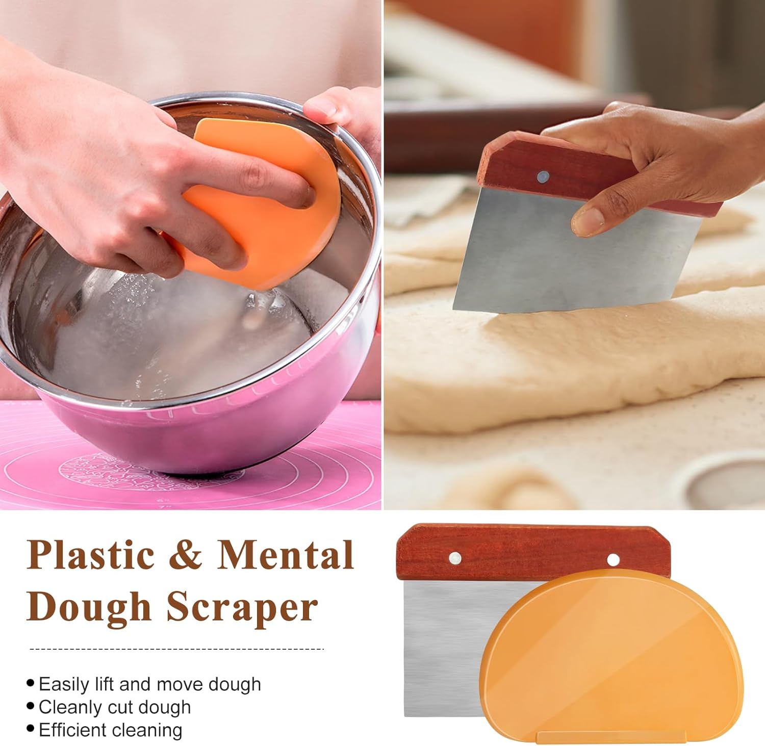 Sourdough Bread Baking Supplies: 9 Inch Round & 10 Inch Oval Banneton Bread Proofing Baskets w/Liner, Bread Lame, Dough Scrapers, Cleaning Brush, Artisan Bread Making Gifts for Bakers