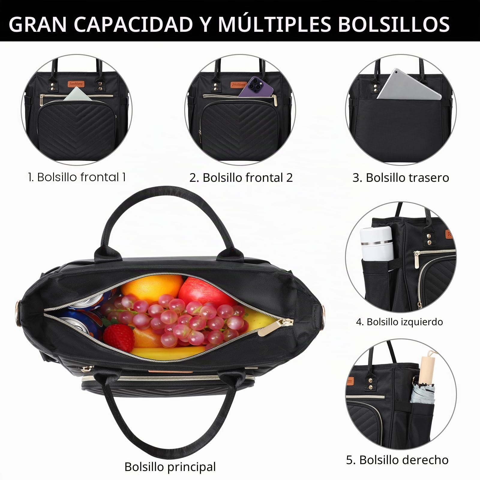 Jomddems Bolsas de almuerzo grandes para mujeres para el trabajo, lonchera aislada para hombres con correa para el hombro, portátil, reutilizable, grande, para adultos, bolsas de mano para picnic