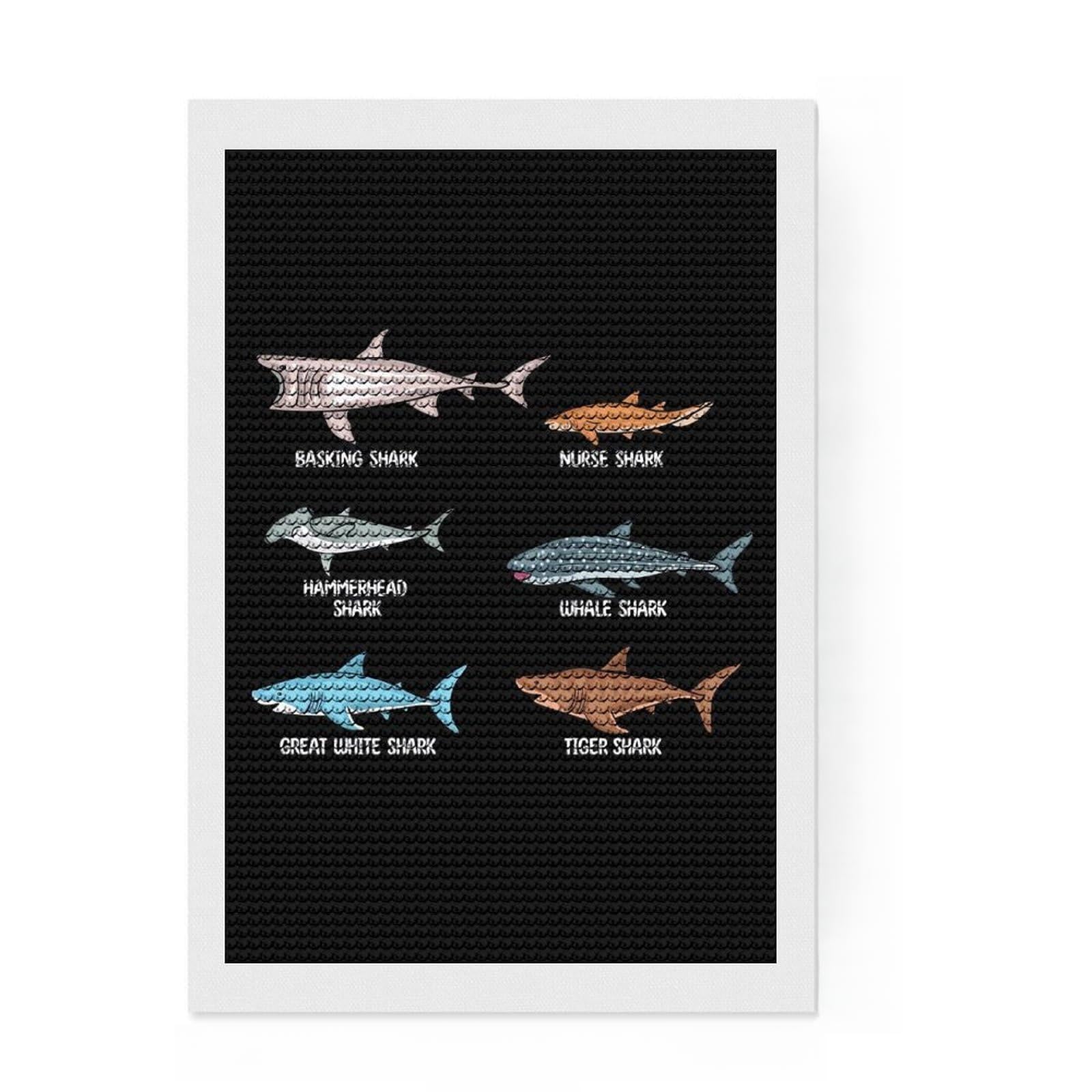 Junmoney Shark Species Whale Shark Diamond Art Kit 8"x12", for Teens, Enjoyable At-Home Hobby, Modern Decor, Birthday Gift, Easy to Enjoy