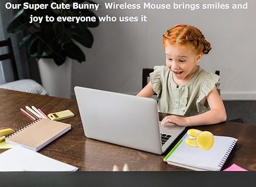 Miniatura 7 de Ratón inalámbrico con forma de conejito Kawaii, portátil, silencioso, ligero, silencioso, inalámbrico, USB, óptico, inalámbrico para PC, laptop,